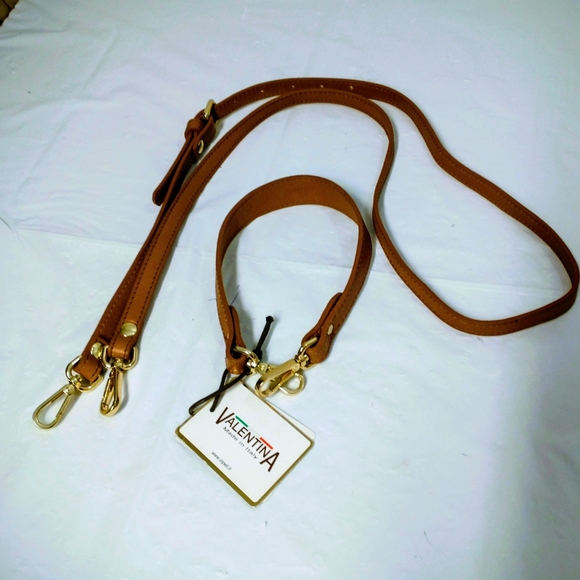Valentina Clip-onTan Leather Camel Tan Leather Flat Replacement Straps NWT - Picture 1 of 4